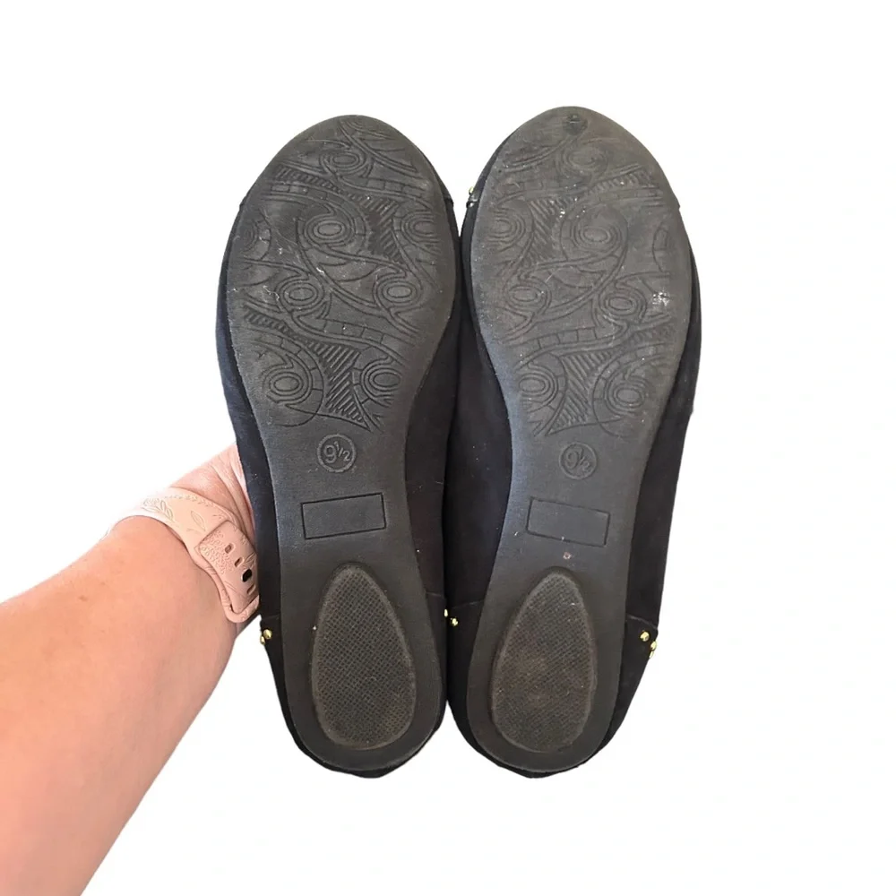 Merona Women’s Black Textile Slip On Studded Ballet Flats Size 9.5 - Picture 8 of 12